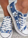 Niulatu Women Shoes for Women 2025 Retro Floral Print Canva Shoes Female Fashion Student Spring Flat Lace-up Sneakers Casual Shoes Women DJSE