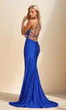 Niulatu Women's Lace Applique Mermaid Prom Dresses Long with Slit Stretchy Satin V Neck Formal Evening HZ1007
