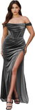Niulatu Women's Velvet Slit Mermaid Prom Dress Long Off Shoulder Bridesmaid Dress Strapless Party HZ1007