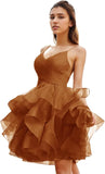 Niulatu Women's Puffy Ruffle Short Homecoming Dress Tull Tutu Prom Dress V Neck Formal Party HZ1007