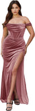 Niulatu Women's Velvet Slit Mermaid Prom Dress Long Off Shoulder Bridesmaid Dress Strapless Party HZ1007