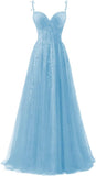Niulatu Applique Tulle Prom Dresses for Women 2025 Spaghetti Straps Ball Gown Formal Evening Party Gown with HZ1007