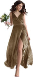 Niulatu V Neck Bridesmaid Dress Long Women's Prom Formal Party Gown with HZ1007