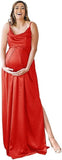 Niulatu Strap Maternity Bridesmaid Dress for Photoshoot Long Satin Leg Split Pregnant Prom Party HZ1007