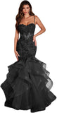 Niulatu Women's Lace Applique Tulle Prom Dresses Long Mermaid Ruffles Sparkly Formal Evening Party HZ1007