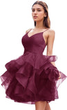 Niulatu Women's Puffy Ruffle Short Homecoming Dress Tull Tutu Prom Dress V Neck Formal Party HZ1007