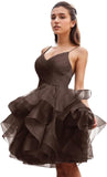 Niulatu Women's Puffy Ruffle Short Homecoming Dress Tull Tutu Prom Dress V Neck Formal Party HZ1007