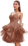 Niulatu Women's Puffy Ruffle Short Homecoming Dress Tull Tutu Prom Dress V Neck Formal Party HZ1007
