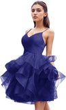 Niulatu Women's Puffy Ruffle Short Homecoming Dress Tull Tutu Prom Dress V Neck Formal Party HZ1007