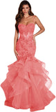 Niulatu Women's Lace Applique Tulle Prom Dresses Long Mermaid Ruffles Sparkly Formal Evening Party HZ1007