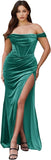 Niulatu Women's Velvet Slit Mermaid Prom Dress Long Off Shoulder Bridesmaid Dress Strapless Party HZ1007
