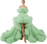 Niulatu Tulle Robe for Maternity Photoshoot Sheer Off Shoulder Maternity Robe Pregnant Baby Shower Prom HZ1007