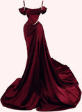 Niulatu Spaghetti Straps Wine Red Long Prom Dresses SD1311