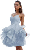 Niulatu Women's Puffy Ruffle Short Homecoming Dress Tull Tutu Prom Dress V Neck Formal Party HZ1007