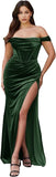 Niulatu Women's Velvet Slit Mermaid Prom Dress Long Off Shoulder Bridesmaid Dress Strapless Party HZ1007