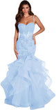 Niulatu Women's Lace Applique Tulle Prom Dresses Long Mermaid Ruffles Sparkly Formal Evening Party HZ1007