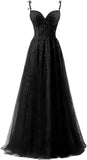 Niulatu Applique Tulle Prom Dresses for Women 2025 Spaghetti Straps Ball Gown Formal Evening Party Gown with HZ1007