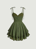 Niulatu A line Spaghetti Straps Green Homecoming Dress Short Birthday Outfit HZ1110