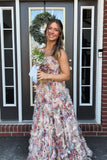 Strapless Floral Tulle Ruffles Formal HZ0308
