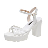 Niulatu Heel Platform Sandals Women's Shoes Summer 2025 Hollow Out Simple Casual Comfortable Buckle Sandals Black High Quality DJSE