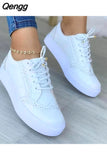 Niulatu Women's Vulcanized Shoes Low-top Round Toe Casual Shoes Flat Shoes Lace-up Walking Shoes Women Versatile Comfortable DJSE