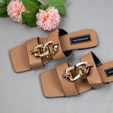 Niulatu Summer 2025 Fashion Luxury Design Flat Casual Slides Outside Beach Shoes Sqaure Toe Metal Button Women Slippers DJSE