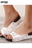 Niulatu Sandals Women's 2025 Summer New Metal Buckle Willow Nails Fish Mouth Roman Outdoor Beach Comfortable Shoes DJSE