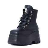 Niulatu Autumn Winter Women's Knee High Boots Gothic Punk Wedges High Heels Platform Motorcycle Boots Cosplay Shoes For Woman DJSE