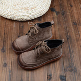 Niulatu Short Boots Japanese Thick-Sole Students Doll Shoes Mori Round Head Lace-Up Ankle Boots College Wind Womens Boots DJSE