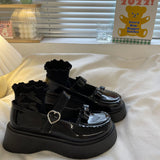 Niulatu on heels 2025 new platform shoes kawaii heart buckle lolita shoes uniform bow thick heels Mary Jane shoes women's shoes DJSE