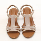 Niulatu Women Wedges Gladiator Sandals Bohemia Open Toe Leisure Platform Beach Shoes Sandals Ladies Comfy Metallic Summer Heeled Shoes DJSE