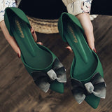 Niulatu Women Shoes Butterfly-knot Pumps Summer Drill Ladies Pointed Toe Shallow Jelly Shoes Low Heel Office Female Footwear DJSE