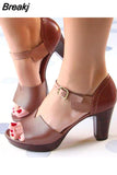 Niulatu Sandals Chunky Heel Women Sandals Summer elderly Ankle Strap Elegant Ladies Shoes High Heel Peep Toe Leather Pumps DJSE