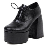 Niulatu Brand Ladies Pumps Solid Lace Up High Heel Platform Large Size 48 Mature Elegant Top Quality Spring Shoes Woman DJSE