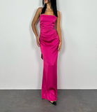 Niulatu Pink Sexy Sheath Long Prom Dress Backless Evening Gown HZ1007