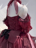 Niulatu High Low Halter Burgundy Organza Party Birthday Dresses Birthday Outfits SD457