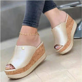 Niulatu Women's Casual Slippers Vintage Fish Mouth Platform Wedge Sandals Slip-on Fashion Flat Beach Shoes Chaussure Ete Femme DJSE