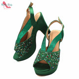Niulatu New Arrivals Fashionable African Women Shoes Matching Bag Set in Black Color Comfortable Heels with Platform for Wedding DJSE
