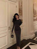 Niulatu Sheath Scoop neckline Black Prom Dresses Birthday Outfits Evening Gown SD1106