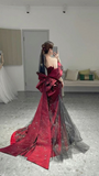Niulatu Off The Shoulder Burgundy Evening Dress Reception Dress HZ1007
