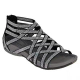 Niulatu and Summer Plus Size Ladies Sandals Breathable Adult Sports Black Fish Mouth Viscose Shoes Roman Women's Peep Toe DJSE