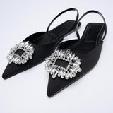 Niulatu Heels 2025 Summer Suit Comfort Shoes For Women Sandals Female Purple New Girls Low Pointed High Black Big Large Size DJSE