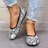 Niulatu New Ladies Loafers Fashion Women Shoes Retro Round Toe Snake Pattern Light Slip on Flat Casual Shoes Outdoor Walking Shoes DJSE