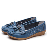Niulatu Women Shoes Flats Genuine Leather Slip On Shoes For Women Slipony Loafers Nurse Ballerina Tassel Platform Shoes Ladies Plus Size DJSE