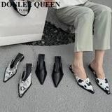 Niulatu Brand Designer Women Slippers Fashion Leopard Mule Flat Pointed Toe Casual Shoes Slide Low Heel Snake Sandal Big Size DJSE