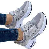 Niulatu Platform Sneakers 2025 New Fashion Plus Size Casual Sports Shoes Women Lace-up Mesh Breathable Women's Vulcanized Shoes DJSE