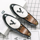 Niulatu MEN DRESS WEDDING OFFICE SHOES SUEDE PATCHWORK PATENT LEATHER SLIP ON TASSEL LOAFER FOR MEN CASUAL SHOES DJSE