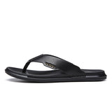 Niulatu New Summer Men's Leather Slippers High Quality Soft Flip Flops Fashion Handmade Beach Slippers Non-slip Shoes Sandals Hot DJSE