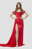 Niulatu Satin Strapless Sleeveless Long Prom Dress with Front HZ1007