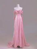 Niulatu A Line Sweetheart Pink Satin Long Prom Dress Evening Dress Formal Dress SD1820